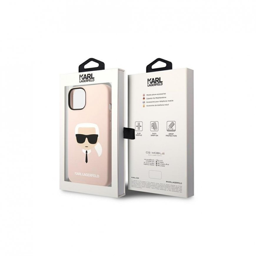 Dėklas Karl Lagerfeld KLHMP14MSLKHLP iPhone 14 Plus 6,7 colio hardcase šviesiai rausva/šviesiai rožinis silikoninis Karl galva M – 5
