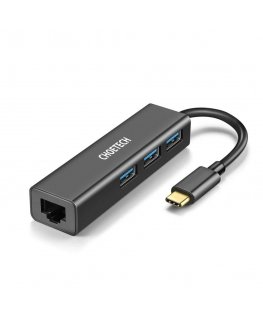 Choetech multifunctional HUB 4in1 USB Type C 3x USB 3.0 / Network RJ-45 gray (HUB-U02BK)