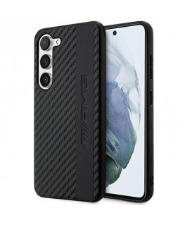 Dėklas Mercedes AMG AMHCS23SBLSCA S23 S911 juodas/juodas hardcase Carbon Stripe&Embossed
