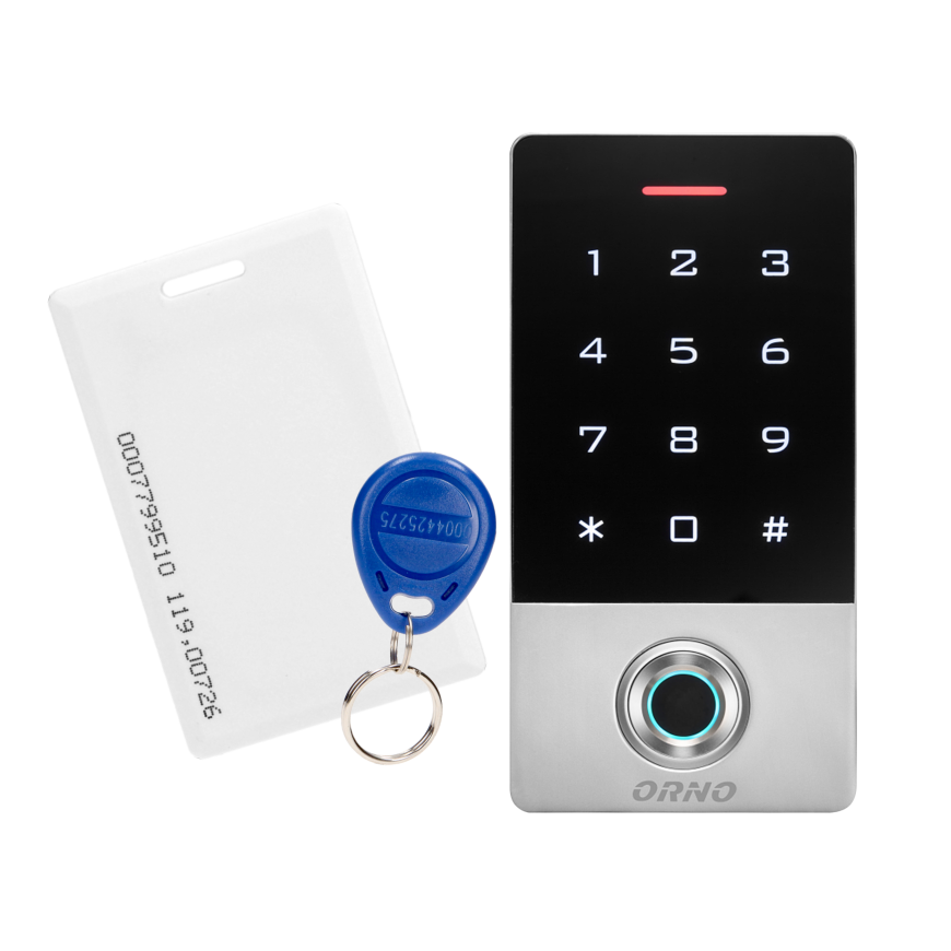 Orno Touch code lock, with card and proximity tag reader and fingerprint reader, IP68, 1 relay 3A