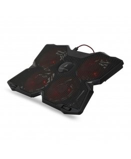 Cooling bracket Cooling bracket under notebook computer, Bora, illuminated fans, black and red, SureFire, 4 fans