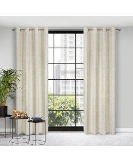 Eurofirany minkšto aksomo užuolaida ARETA su boho stiliaus raštu / 200 g/m2 / 140x250 / kreminės spalvos