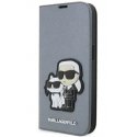 Karl Lagerfeld Apple iPhone 14 Pro 6.1 Saffiano Karl&Choupette bookcase Silver Karl Lagerfeld Apple iPhone 14 Pro 6.1 Saffiano Karl&Choupette bookcase Silver