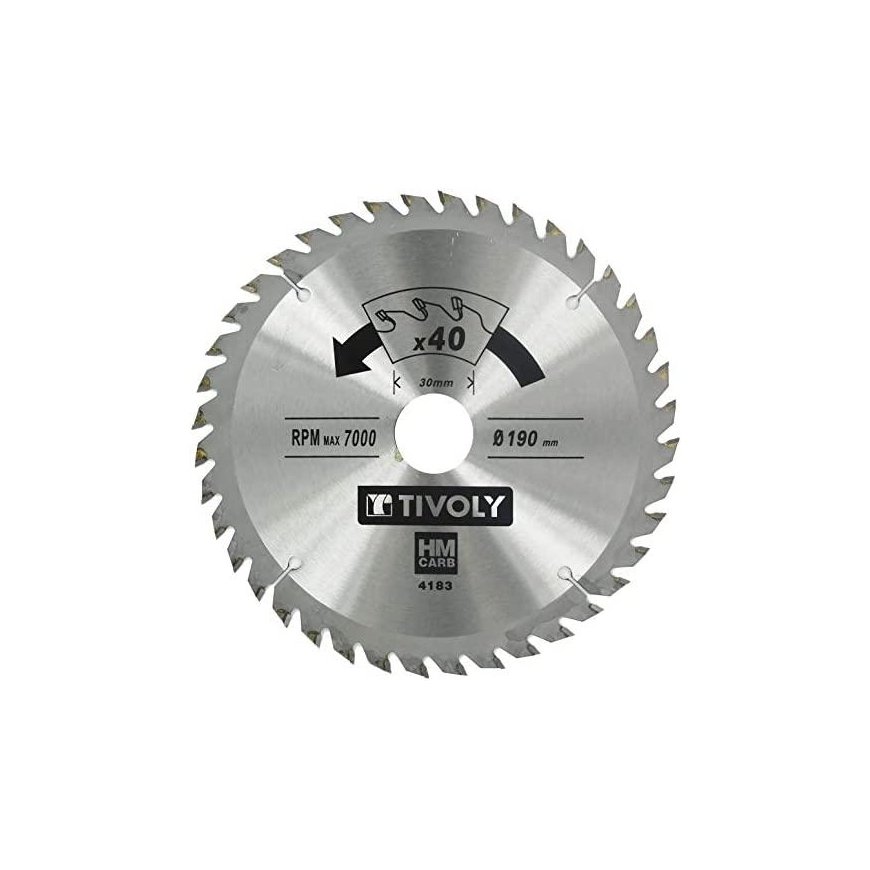Diskinis pjūklas medžiui Tivoly 190x30x2.8/1.7mm, z40, 15°, (20mm adapteris) – 2