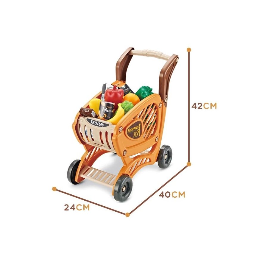 Children's shopping cart with accessories 42 pcs. Whoopie, orange – 4