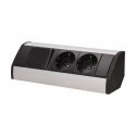Orno 2x2P + Z furniture socket with switch, schuko, black and silver Orno 2x2P + Z furniture socket with switch, schuko, black and silver
