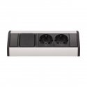 Orno 2x2P + Z furniture socket with switch, schuko, black and silver Orno 2x2P + Z furniture socket with switch, schuko, black and silver
