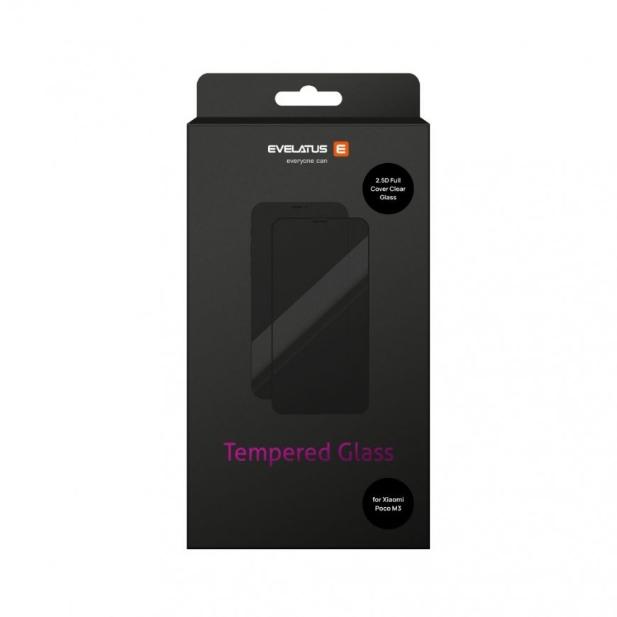 Evelatus Xiaomi Xiaomi Poco M3 2.5D Full Cover Japan Glue Glass Anti-Static