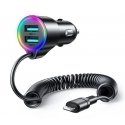 Joyroom 3-in-1 fast car charger with Lightning cable 1.5m 17W Black Joyroom 3-in-1 fast car charger with Lightning cable 1.5m 17W Black