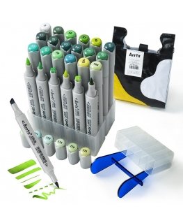 Double-sided markers - felt-tip pens ARRTX Oros, 24 colors, green shade