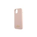 Guess GUHMP13LLSLMGLP iPhone 13 Pro / 13 6.1" light pink/light pink hard case Silicone Script Gold Logo Magsafe
