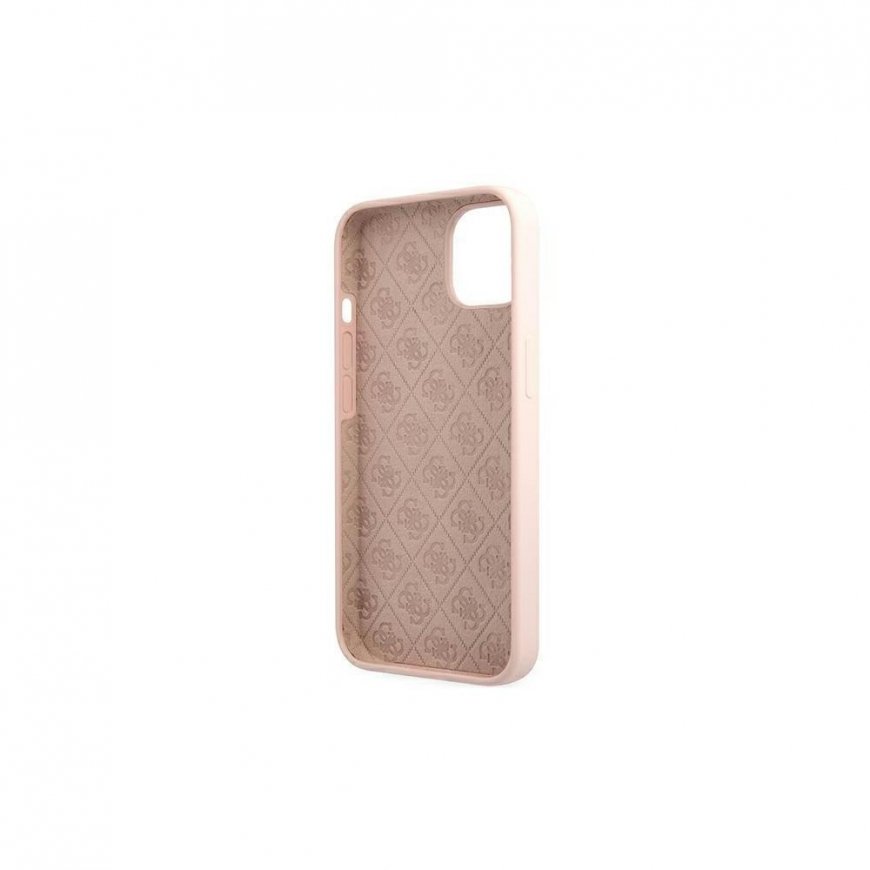 Guess GUHMP13LLSLMGLP iPhone 13 Pro / 13 6.1" light pink/light pink hard case Silicone Script Gold Logo Magsafe – 4