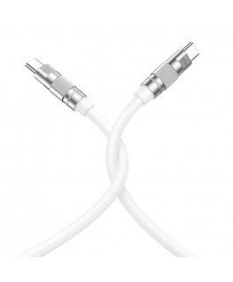 XO NB208B Cinkots Universāls USB-C uz USB-C PD 60W Datu & Ātrās 5A Uzlādes Vads 1.2m Balts