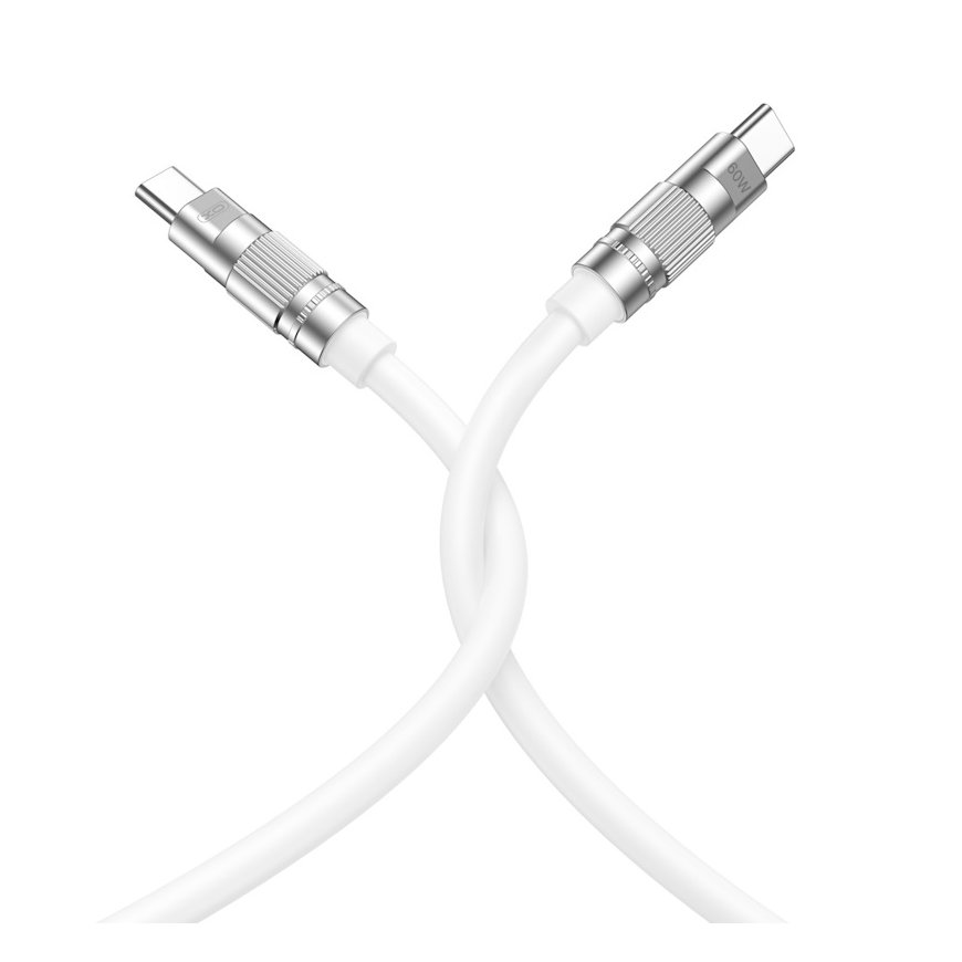 XO NB208B Zinc Alloy Universal USB-C to USB-C PD 60W Data & Fast 5A Charger Cable 1.2m White
