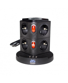8-socket extension cord with AS-SCHWABE wireless charging station