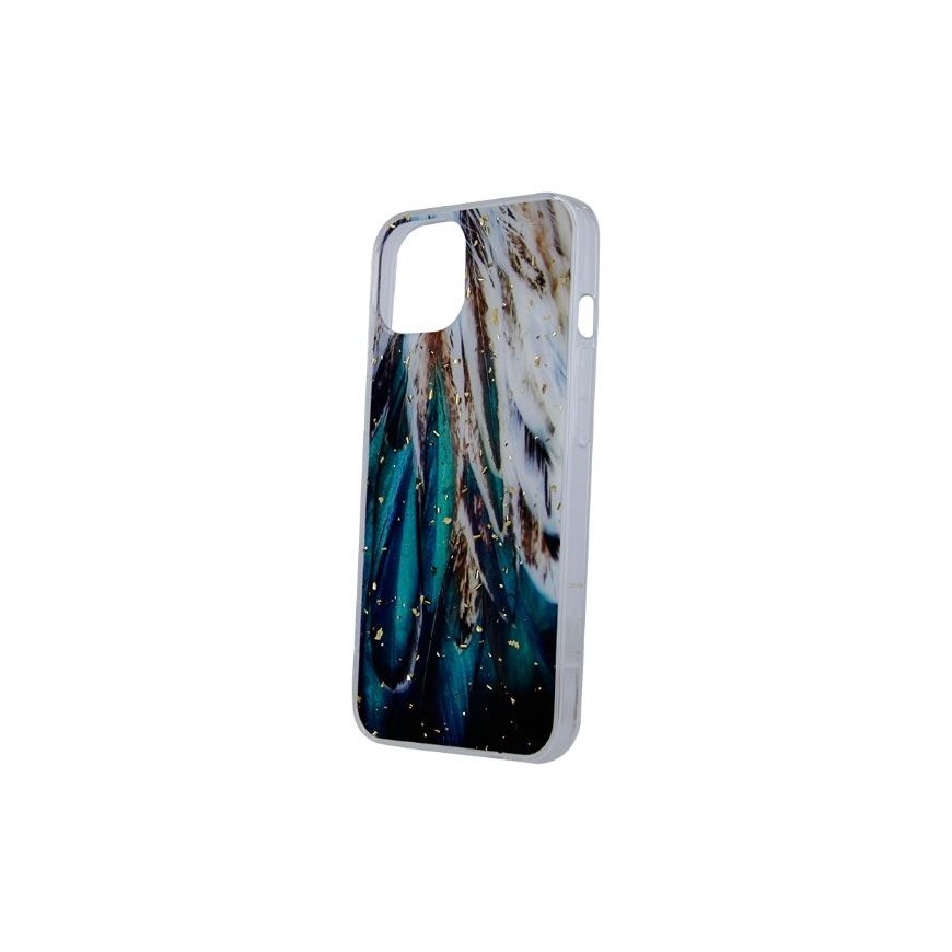 iLike Apple Gold Glam case for iPhone 14 Pro 6,1 feathers
