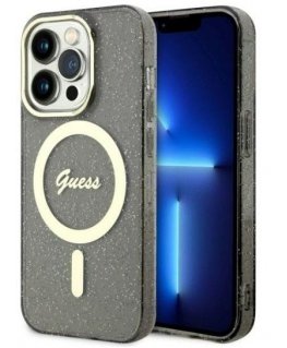 Guess Apple iPhone 14 Pro 6.1 hardcase Glitter Gold MagSafe Black