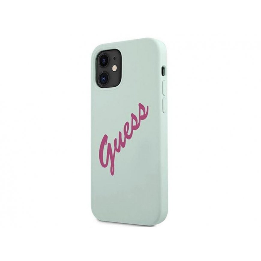 Guess GUHCP12SLSVSBF iPhone 12 mini 5,4 colio mėlynos spalvos fuksijos / mėlynos fuschia kietas silikoninis vintage dėklas