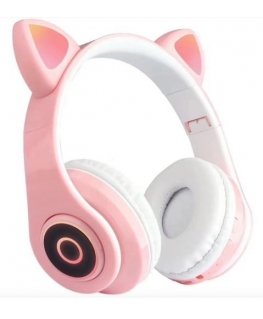 Invest Wireless bluetooth LED headphones, pink cat ears