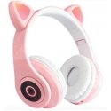 Invest Belaidės bluetooth LED ausinės, rožinės katės ausys Invest Belaidės bluetooth LED ausinės, rožinės katės ausys