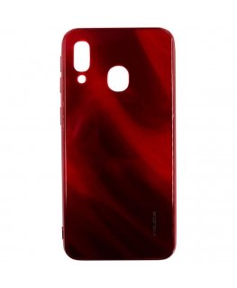 Evelatus Samsung Galaxy A40 Water Ripple Full Color Electroplating Tempered Glass Case Red