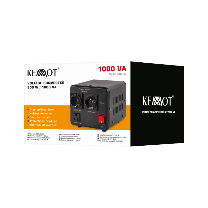 Kemot Voltage converter AC/AC from 230V115V and 115V230V 800W 1000VA – 4