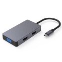 EXTRADIGITAL Adapter USB Type-C - 2x HDMI, 1x VGA, 1x USB Type-A, 1x USB Type-C PD60W