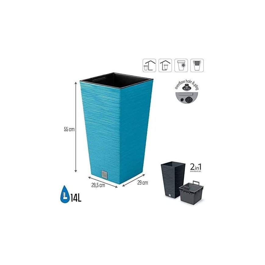 Prosperplast Gėlių vazonas FURU SQUARE - Scandinavian mėlynas – 2