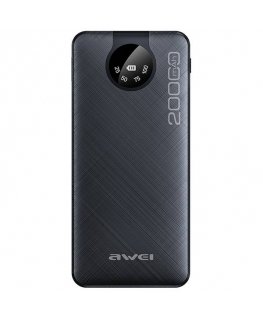 Powerbank Awei PowerBank P134K 20000mAh juodas/juodas ekranas + USB/PD/Lightning/MicroUSB laidai