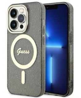 Guess Apple iPhone 14 Pro Max 6.7 hardcase Glitter Gold MagSafe Black
