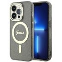 Guess Apple iPhone 14 Pro Max 6.7 hardcase Glitter Gold MagSafe Black