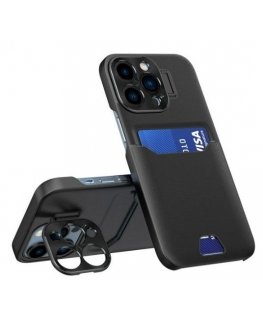 iLike Apple iPhone 14 Pro Leather Stand Case cover card wallet with stand Black