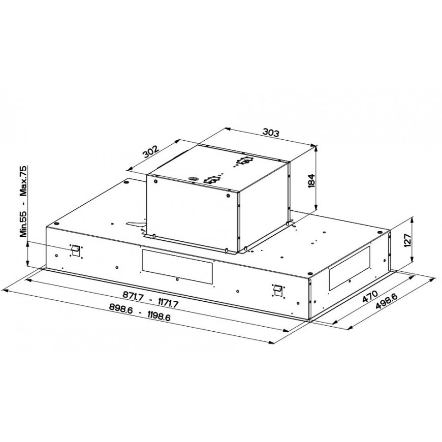 FABER S.p.A. Heaven Air X KL A90 Iebūvēts griestos Nerūsējošs tērauds 700 m³/h – 2