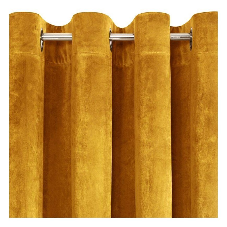 Eurofirany DIVA LINE RIA Minkšto aksomo naktinė užuolaida, 140X250 cm, kilpos / žiedai, spalva: garstyčių – 2