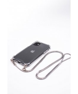 Evelatus Apple iPhone 11 Pro Max Silicone Transparent with Necklace TPU Strap Silver