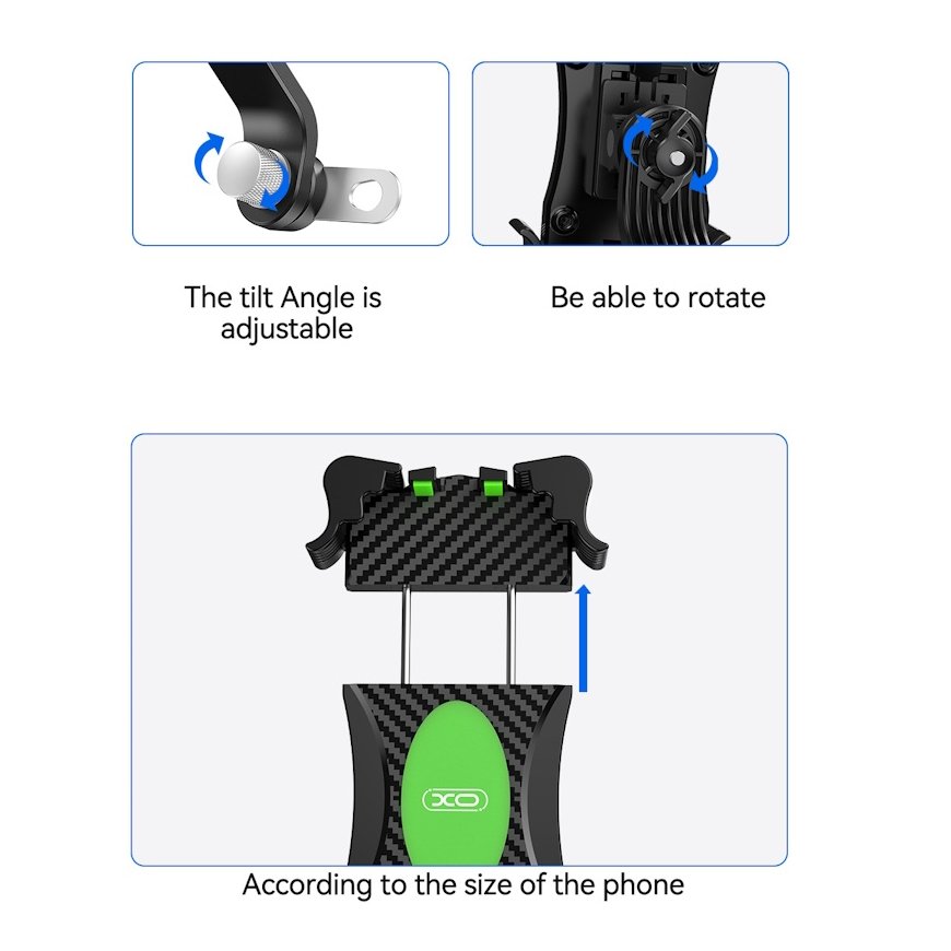 XO C118 Moto - Scooter - Quad bracket frame fix Smartphone Holder with rotate and angle adjust Black – 3