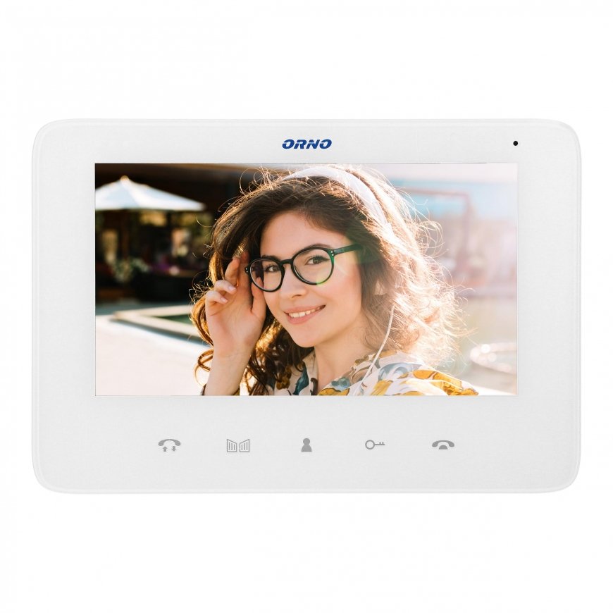Orno Video monitor, hands-free, color LCD 7", for INDI and SCUTI sets, gate opener, intercom, white – 4