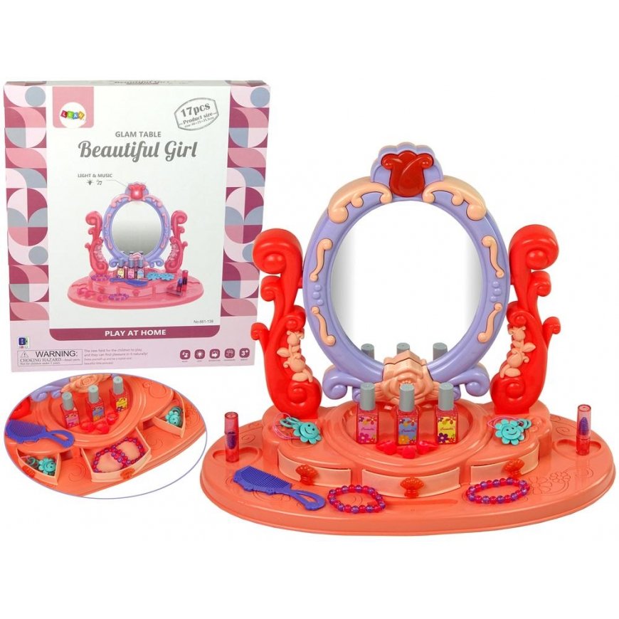 Leantoys Lean Cars Make-up Dressing Table with Mirror Light Sound