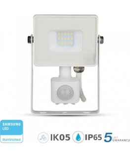 Spotlight V-TAC LED spotlight with PIR motion detector VT-10-SW SAMSUNG CHIP 10W 4000K 800lm IP65 White 434