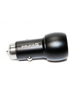 Evelatus - Car Charger EC7DC01 BLACK 3.1A 2USB port with stainless steel escape tool Black