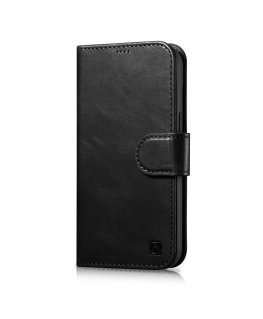 icarer oil Wax Wallet Case 2 in1 Cover iPhone 14 Plus Anti-RFID Leather Flip Case Black (WMI14220723-BK)