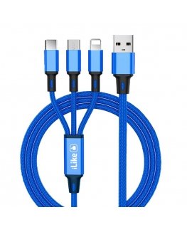 iLike - Charging Cable 3 in 1 CCI02 Blue