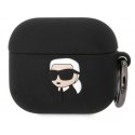 Karl Lagerfeld Dėklas Karl Lagerfeld KLA3RUNIKK Apple AirPods 3 cover juoda/juodas silikoninis Karl Head 3D