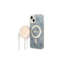 Charger Guess Set Guess etui + charger wireless GUBPP14LH4EACSB Apple iPhone 14 Pro blue/blue hard case 4G Print MagSafe