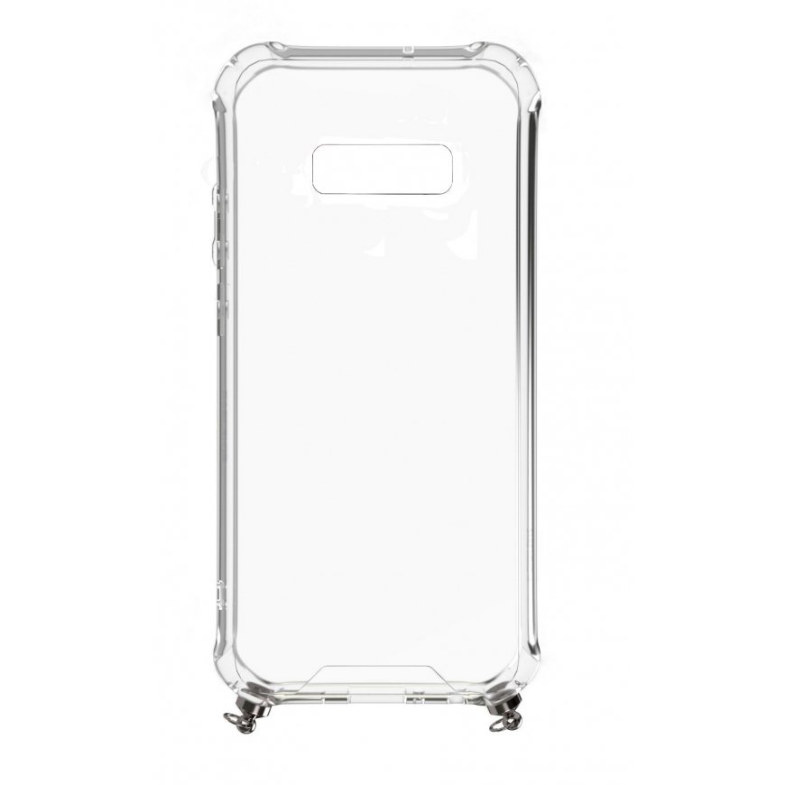 Evelatus Samsung Galaxy S10e Silicone Transparent with Necklace TPU Strap Silver