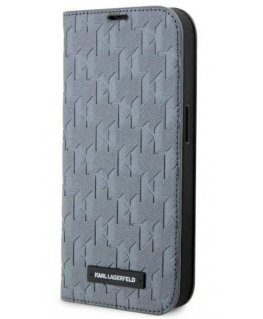 Karl Lagerfeld Apple iPhone 14 Pro Max 6.7 Saffiano Monogram bookcase Silver