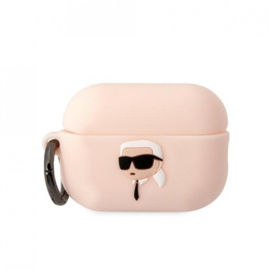Karl Lagerfeld Case Karl Lagerfeld KLAP2RUNIKP Apple AirPods Pro 2 cover pink silicone Karl Head 3D