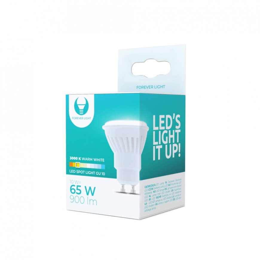 Forever GU10 10W LED Spuldze 900 Lumeni 3000K Silti Balta keramiskā drošā korpusā – 2