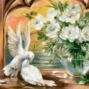 Beldizart Deimantinio dažymo rinkinys Pigeons & Baltas Roses 50х50 cm AZ-1099 Beldizart Deimantinio dažymo rinkinys Pigeons & Baltas Roses 50х50 cm AZ-1099