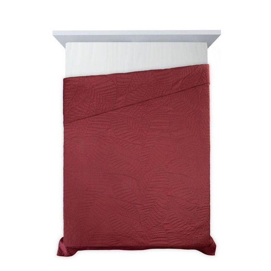 Eurofirany DESIGN 91 BONI / 6 Lovatiesė, dygsniuota karšto spaudimo būdu su lapų raštu, 220X240 cm, spalva: plytų Lovatiesė – 4